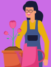 Girl gardener with flowers